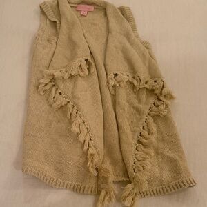 Lilly Pulitzer Beige Fringed Cardigan